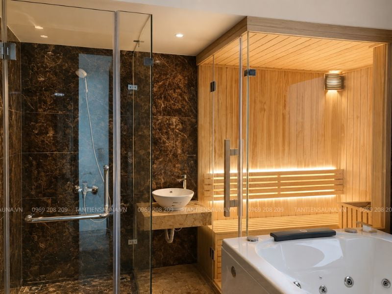 Hoàn thiện lắp đặt tổ hợp xông hơi và bồn sục gia đình tại Park City