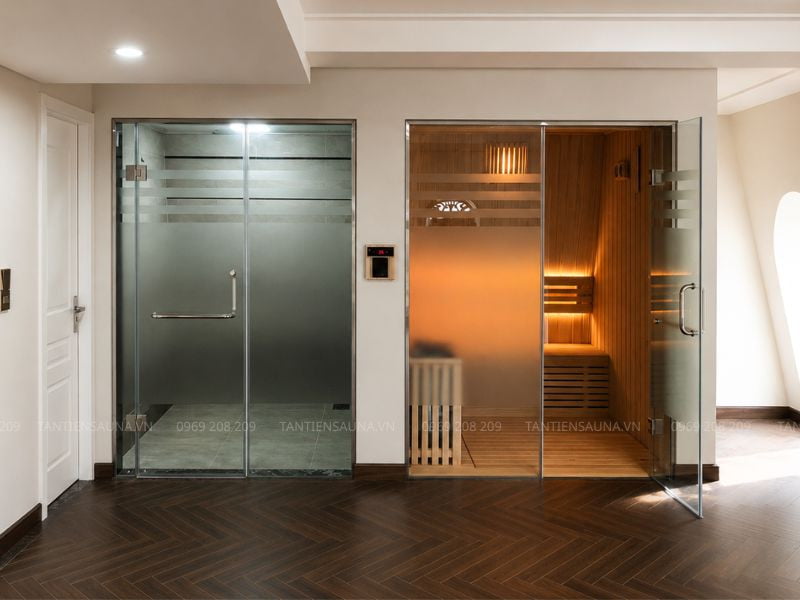 Bộ đôi phòng xông hơi khô và xông hơi ướt cho spa tại Thanh Hóa