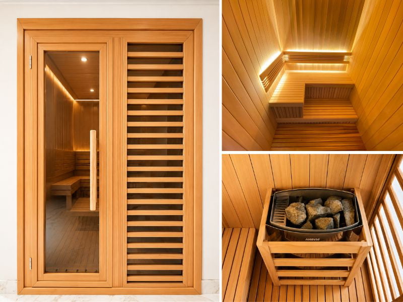 Không gian sauna hiện đại cho gia đình thi công tại Long Biên, Hà Nội