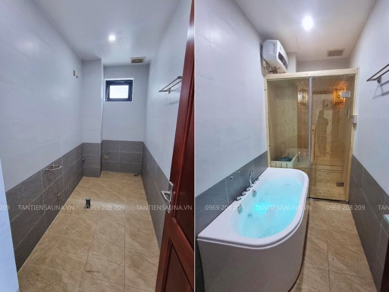 Lắp đặt phòng xông khô gia đình và bồn sục acrylic đơn tại Ninh Bình