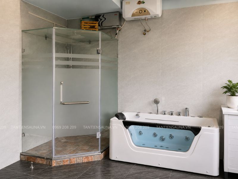 Giao hàng và lắp phòng xông ướt ruby 5 góc, bồn tắm acrylic tại TP Bắc Ninh